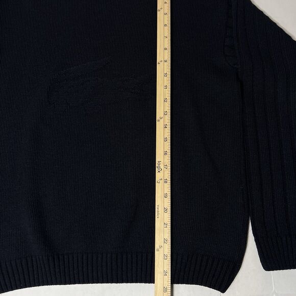 Lacoste Big Logo Wool Mark Blend Laine Vierge Black Sweater Size 16 Large - Picture 10 of 14